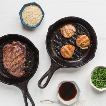 美國LODGE 美國製圓形鑄鐵橫紋煎鍋/烤盤-17cm L3GP