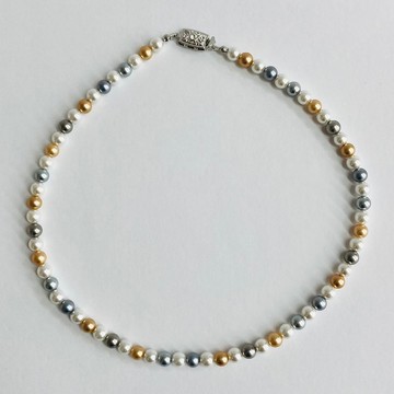 玻璃珍珠多色項鍊 / 6mm 約 42cm / NO.10 / 日本製