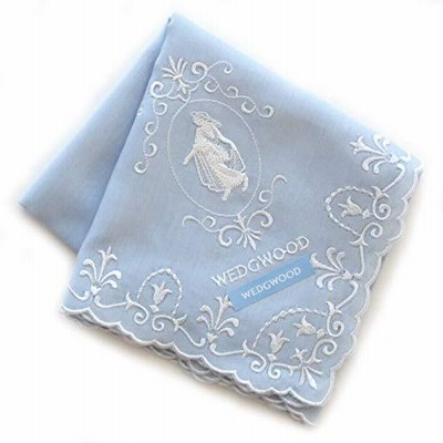 【WEDGWOOD】ウェッジウッド刺繍ハンカチ (ブルー) ジャスパー [綿100％] 婦人 46cm 138017-2202-02