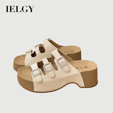 IELGY 2026 女款新款鞋款時尚平底 PU 銀米色涼鞋