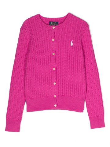 Ralph Lauren Kids - Polo Pony-motif cardigan - kids - Cotton - S - Pink