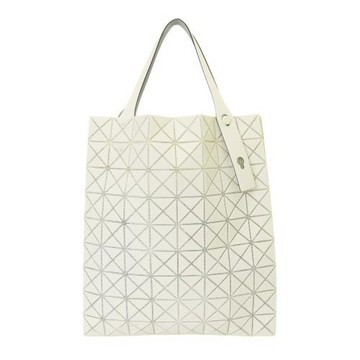 ISSEY MIYAKE 三宅一生-皮質幾何方格側凹折8X9 提包(乳白色)霧面