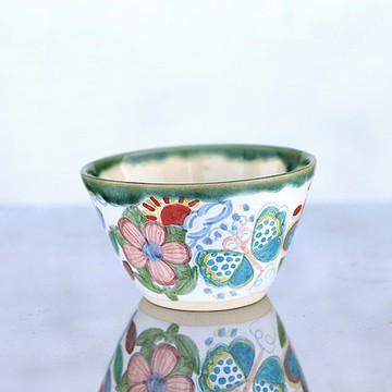 飯碗與花朵和蝴蝶（綠色邊框）