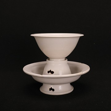 宋代定窯白釉鏤空茶盞套組仿古瓷器五大名窯老窯口擺件收藏品