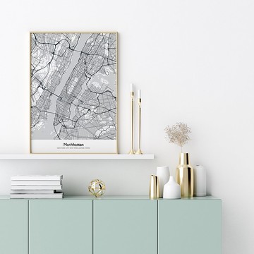 城市地圖 • 曼哈頓 - 地圖掛畫/城市掛畫/曼哈頓/辦公室/工作室