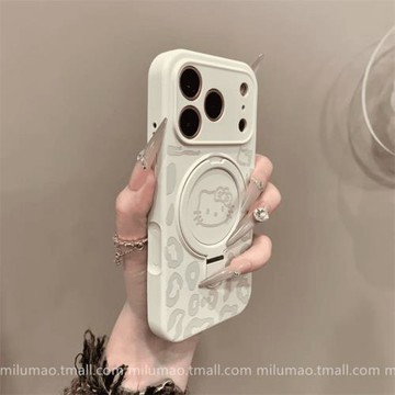 超可愛豹紋貓咪磁吸支架air適用iPhone17pro蘋果15手機殼16ProMax新款14液態硅膠13女12網紅11防摔ProMax軟套