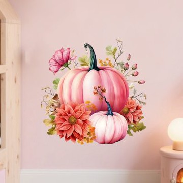 【MR.ZAKKA】創意萬用裝飾貼紙-植物主題 創意粉色南瓜花朵 居家布置 DIY可移式壁貼 無痕壁貼 牆貼