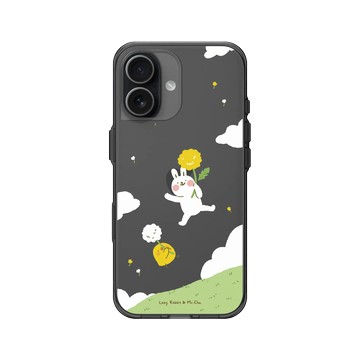 iPhone 17 Clear (相機按鈕) 酷墨灰 - 懶散兔與啾先生 Lazy Rabbit and Mr.Chu - 蒲公英