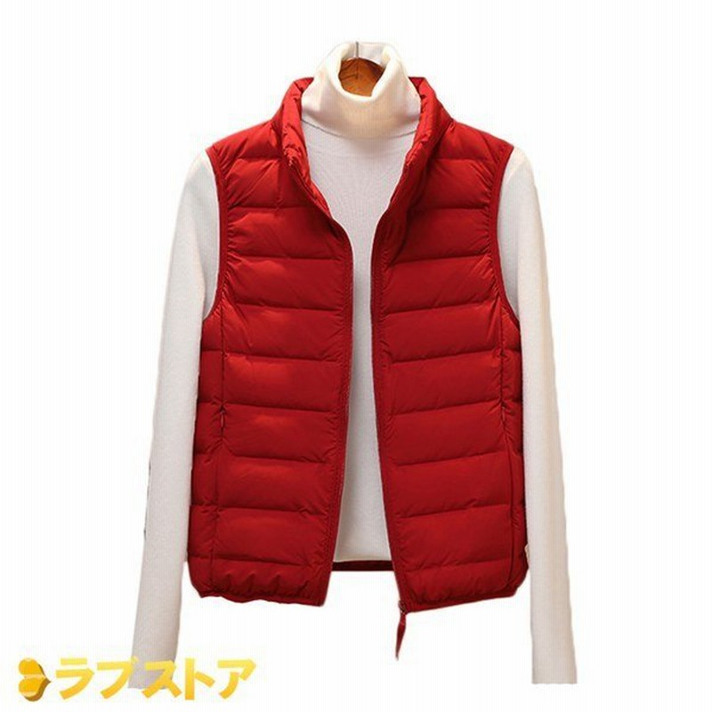 ダウンベスト レディース 軽量 防風 保温 インナーダウン ベスト ウルトラライト ショート 大きいサイズ 立ち襟 人気 薄手 黒 赤 冬 通販 Lineポイント最大0 5 Get Lineショッピング