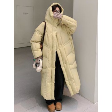 高個子連帽羽絨服女長款2025年冬季新款寬松加厚保暖90白鴨絨外套