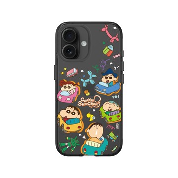 iPhone 16 Clear (相機按鈕) 酷墨灰 - 蠟筆小新 Crayon Shinchan - 春日部防衛隊碰碰車