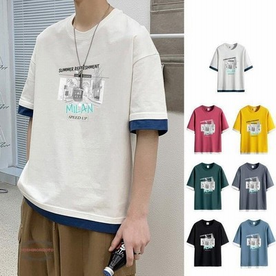 半袖tシャツ メンズ Tシャツ トップス アメカジ おもしろtシャツ 綿t クルーネック 100 コットン 夏服 通販 Lineポイント最大get Lineショッピング