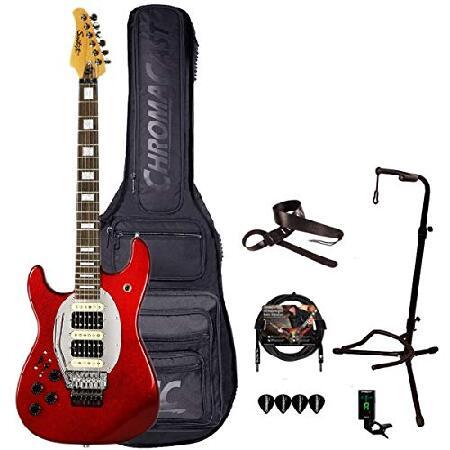 Sawtooth String ES Hybrid Electric Guitar Designed by Michael Angelo Batio w Gig Bag and Accessories, Left-Handed Blood Red Sparkle (ST LH FL-BRS-KI