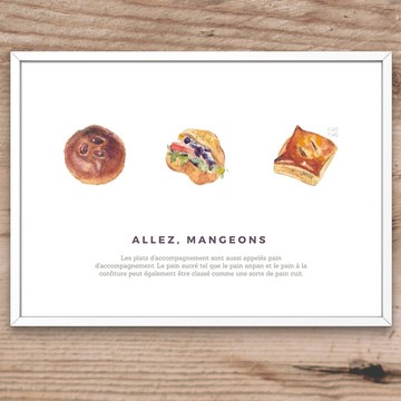 紅豆麵包、三明治與丹麥酥明信片三入組，適合居家佈置或作為贈禮。