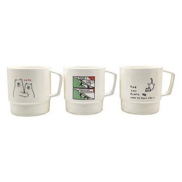 YAMADA 1150 馬克杯 可愛圖案設計 簡約風格 舒適握感 輕巧耐用  白色  1組