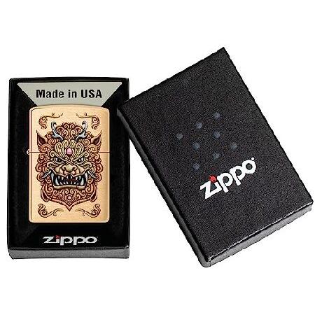 Zippo Foo Dog Design Brushed Brass Pocket Lighter並行輸入