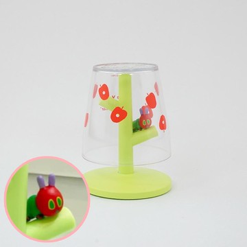 日本 Hashy - 樹枝造型杯架/漱口杯組-好餓的毛毛蟲-綠 (杯子Φ5.8x5.8cm)