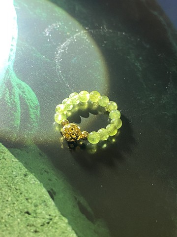 天然橄欖石手工串珠戒指16mm