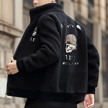 秋冬季韓版保暖加絨加厚棉衣男士潮流外套棉襖羊羔顆粒絨棉服