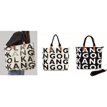 ~雪黛屋~KANGOL 托特包大容量可A4資料夾進口防水帆布+皮革手提肩背附長背帶L625171201