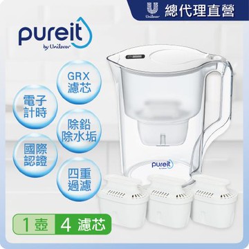 【Unilever 聯合利華】PX3070即淨濾水壺3.5L+濾芯3入組(共1壺4濾芯超值組)