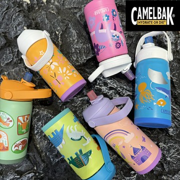 買一送三 美國 CamelBak 350ml Flip Straw 兒童吸管不銹鋼保溫 保冰 瓶 水壺 贈水壺背帶