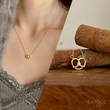 〔快速出貨〕【Gulicc】項鍊 韓版簍空繩結愛心項鍊