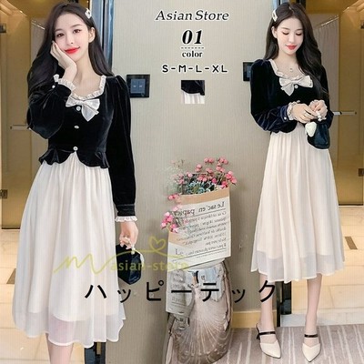 ワンピース レディース ロングワンピ 膝丈ワンピース 着痩せ 大人可愛い 通勤 秋服 重ね着風 シフォンワンピース 代30代 お出かけ 通販 Lineポイント最大get Lineショッピング
