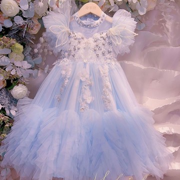 兒童禮服公主裙高端女童生日長款高貴走秀洋氣晚禮服婚禮小洋裝