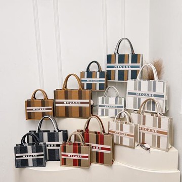 休閑簡約大容量包包女包2025夏季新款格子紋時尚小眾設計手提托特