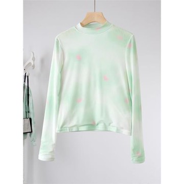 諾諾E站[町]春季薄款長袖打底衫圓領百搭時尚印花上衣剪標折扣