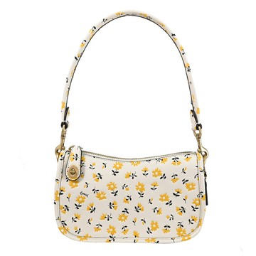 COACH CR509 Swinger 滿版小碎花壓紋皮革手提單肩包.白邊