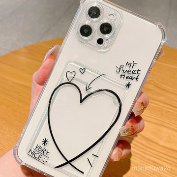 透明綫條愛心 適用蘋果16 15 Plus iPhone14 13 12 11 Promax XR XS 8 7P手機殼