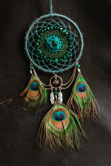 純手工捕夢網 Handmade Dreamcatcher－【孔雀－藍綠】