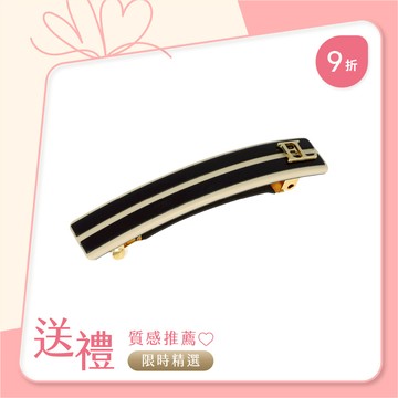 FRANCE LUXE  經典醋酸纖維條紋髮夾〈黑 / 象牙白〉