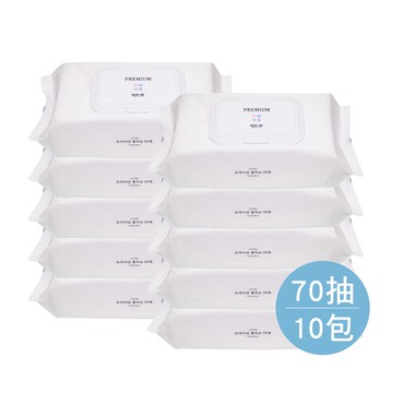 韓國原裝 AGA 純白厚濕紙巾-箱購10包 (70抽)