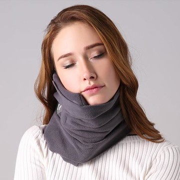 PUSH!旅遊用品超軟頸部支撐機上枕頭午睡頸枕飛行頭枕旅行枕頸椎枕灰色S57-2