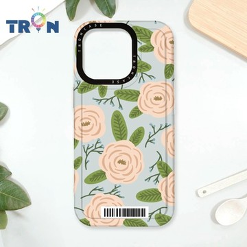 TRON iPhone 16 Pro 平塗手繪花朵D款 防摔太空載具殼 透白 軟硬 手機殼