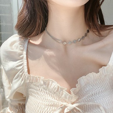 小眾設計感鈦鋼笑臉項鏈女適合夏天的鎖骨鏈夏甜美頸鏈不掉色配飾
