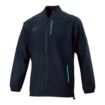 Mizuno 美津濃【授權經銷】男款【防潑水布面】平織外套 合身 拉鍊口袋 深藍 32TCA58109