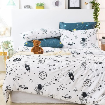 床包涼被組-單人 / 舒柔棉三件式 / 星旅太空