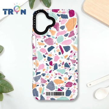 TRON IPHONE 16 PLUS 大顆彩色幾何磨石子A款 防摔 MAGSAFE 磁吸 太空載具殼 透黑 手機殼