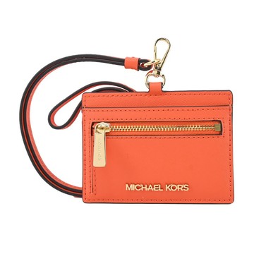 [平輸版] 【MICHAEL KORS】JET SET防刮掛繩卡片夾/證件夾(橘)真品平輸