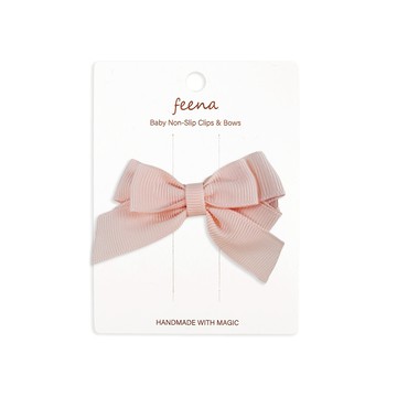 Feena - No.24蝴蝶結髮夾-淺粉