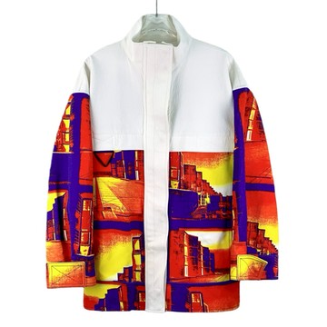 (2XL) louis vuitton質感棉質印花紅色外套