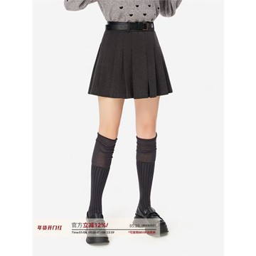 毛呢百褶裙女2025新款大碼胖mm高腰顯瘦小個子a字半身裙百褶短裙