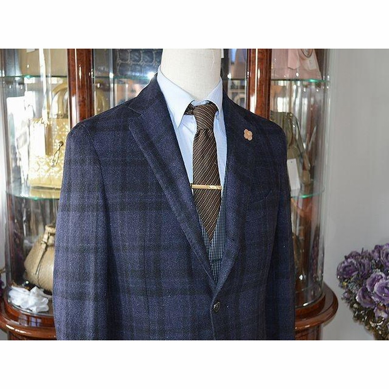 ◇ラルディーニ◇未使用品 メンズジャケット ネイビーチェック パッチ  