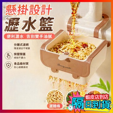 廚房水槽瀝水架 按壓式水槽掛籃 水槽瀝水掛籃 廚餘瀝水籃 廚房掛式瀝水籃水槽按壓過濾籃 水槽防堵過濾掛籃 瀝水掛籃