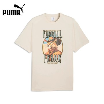 【PUMA】 流行系列貓牛仔圖樣寬鬆短袖T恤(M)_男性_63443487_歐規｜官方直營