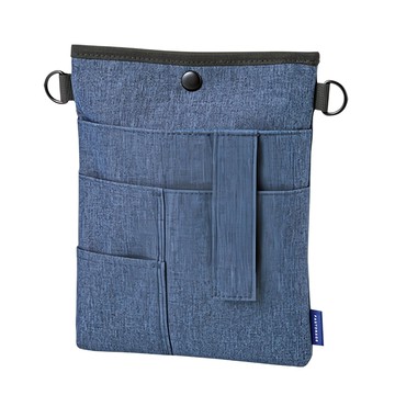 KUTSUWA 薄型防潑水文具收納袋 深藍色 多層收納設計 輕巧方便攜帶  1個